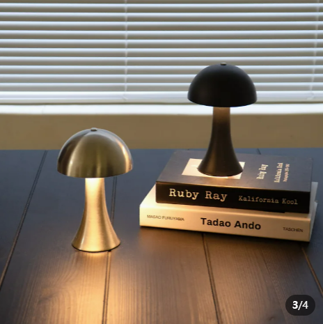 Metal Mushroom Lamp — Gold & Black