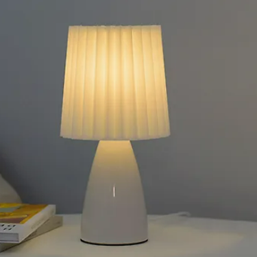 Pleated Cone Table Lamp White